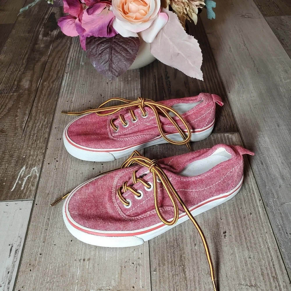 Old Navy Red Canvas Boat Shoes Sneakers Toddler Boy Size 11 NWOT